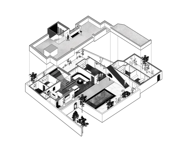 Isometric view of a modern residential layout