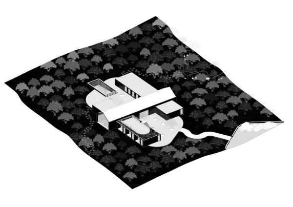 Architectural model in landscape