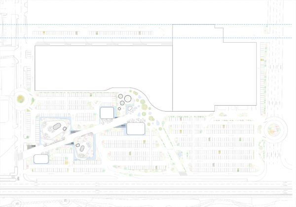 Architectural site plan with landscape and circulation layout